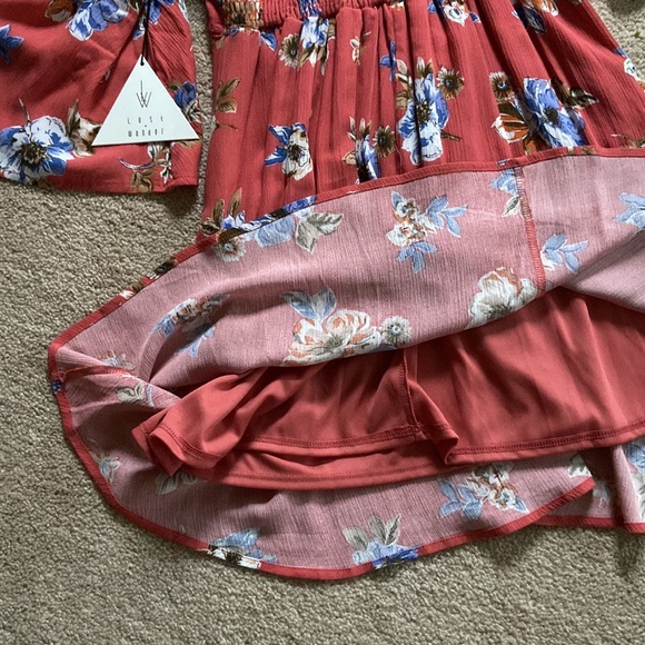 Orange and blue floral mini dress size medium - Picture 3 of 4